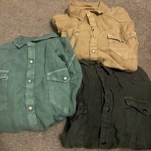 Lucky Mens Linen Western Button Up M